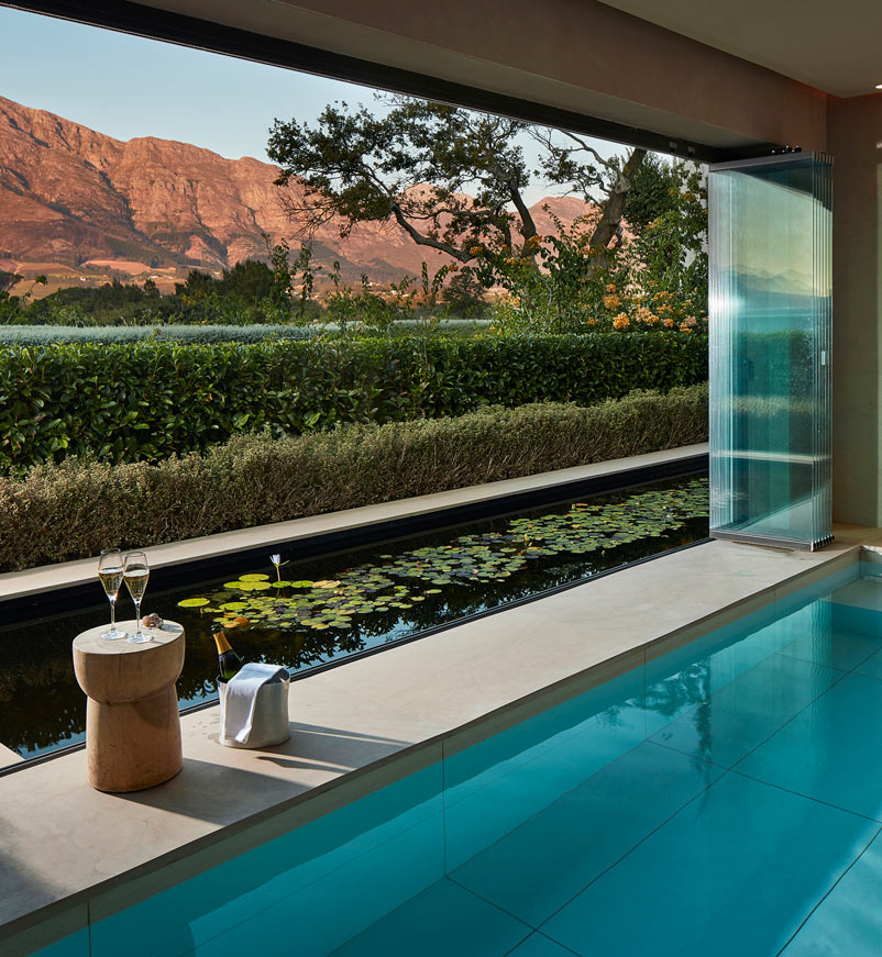 Lee Estates plunge pool and champagne in South Africa