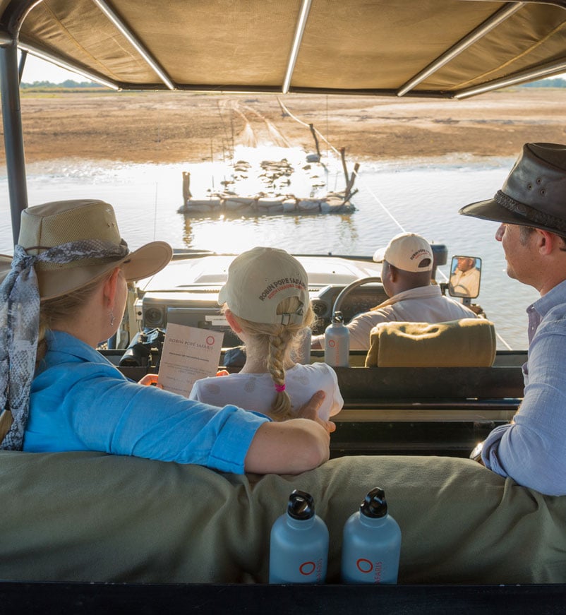 Family game drive in South Luangwa National Park in Zambia