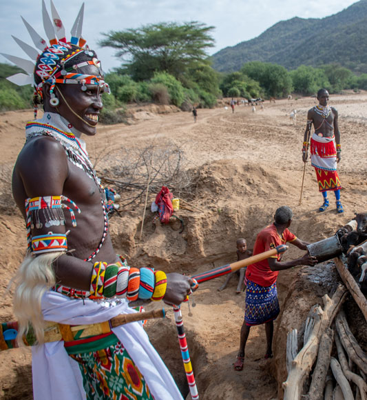 Samburu tribe digging well in Kenya
