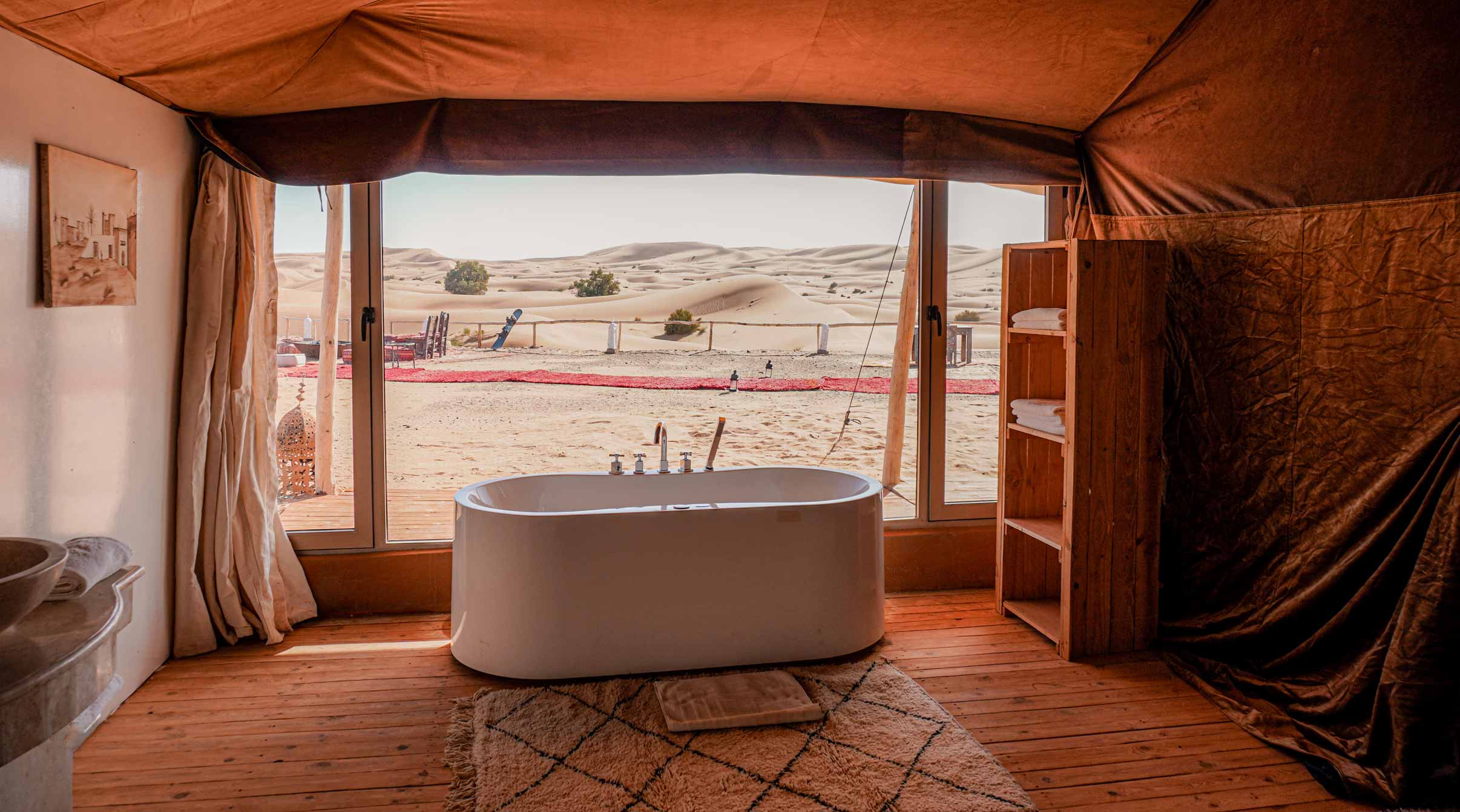 Bathtub in luxury desert camp in Morocco