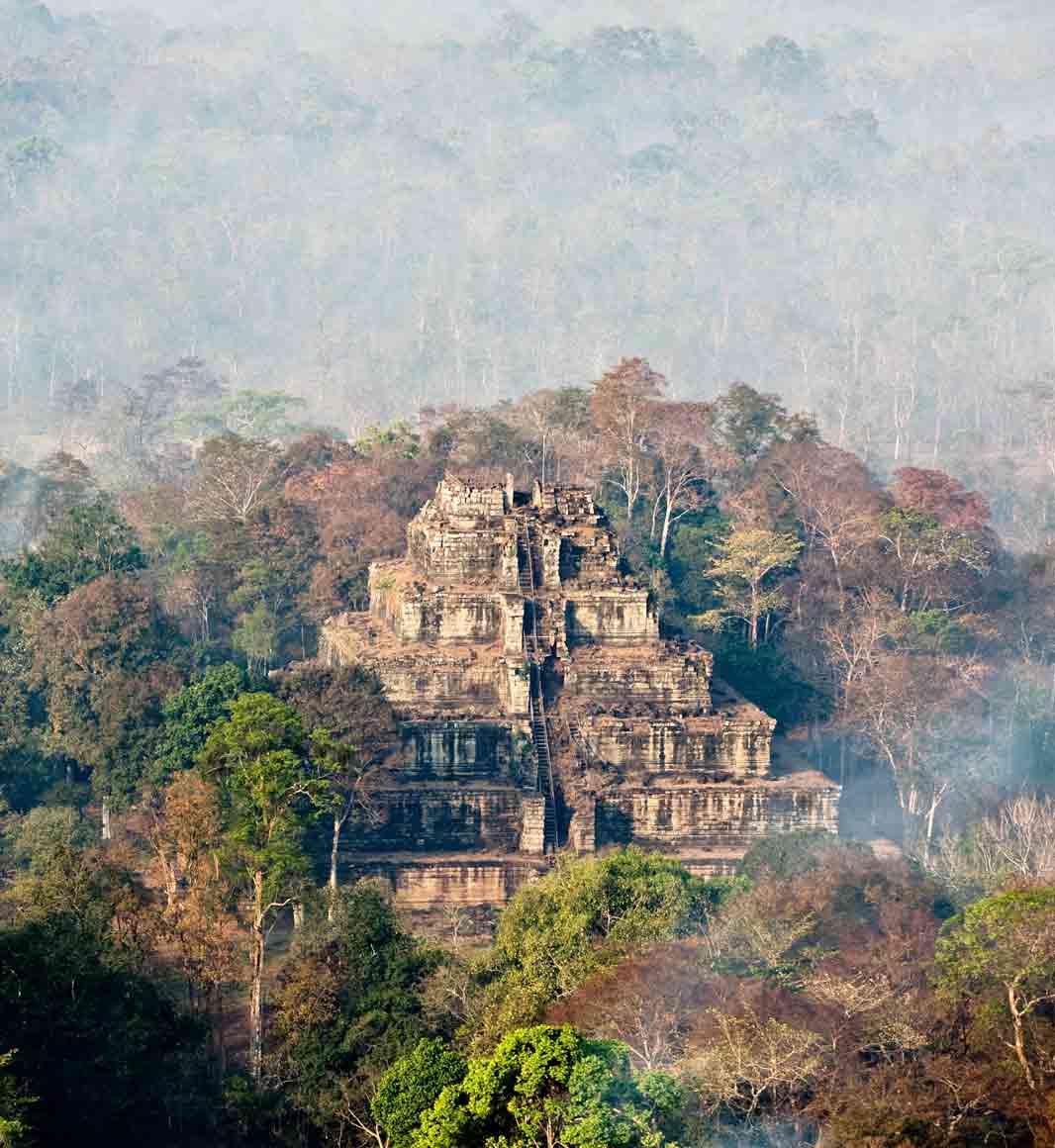 Aerial view of Koh Ker archaeological site in Cambodia