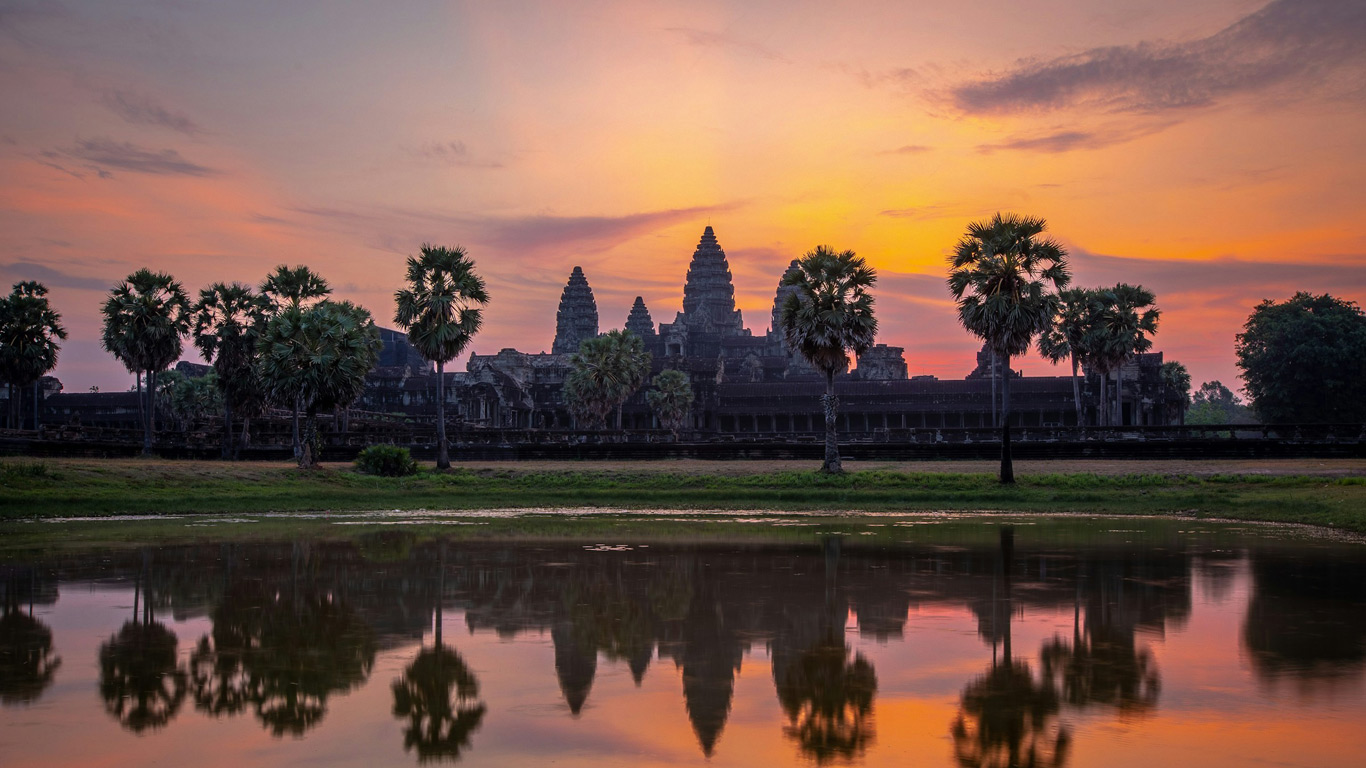 Angkor Wat in Cambodia at sunset