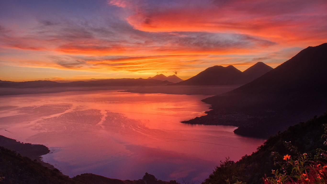 Lake Atitlan in Guatemala at sunset