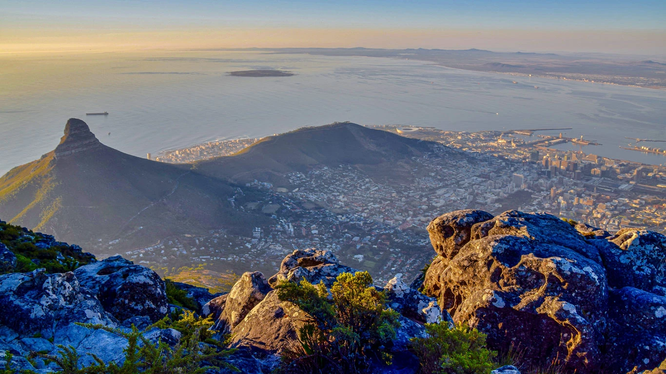 View of Cape Town from Table Mountain in South Africa