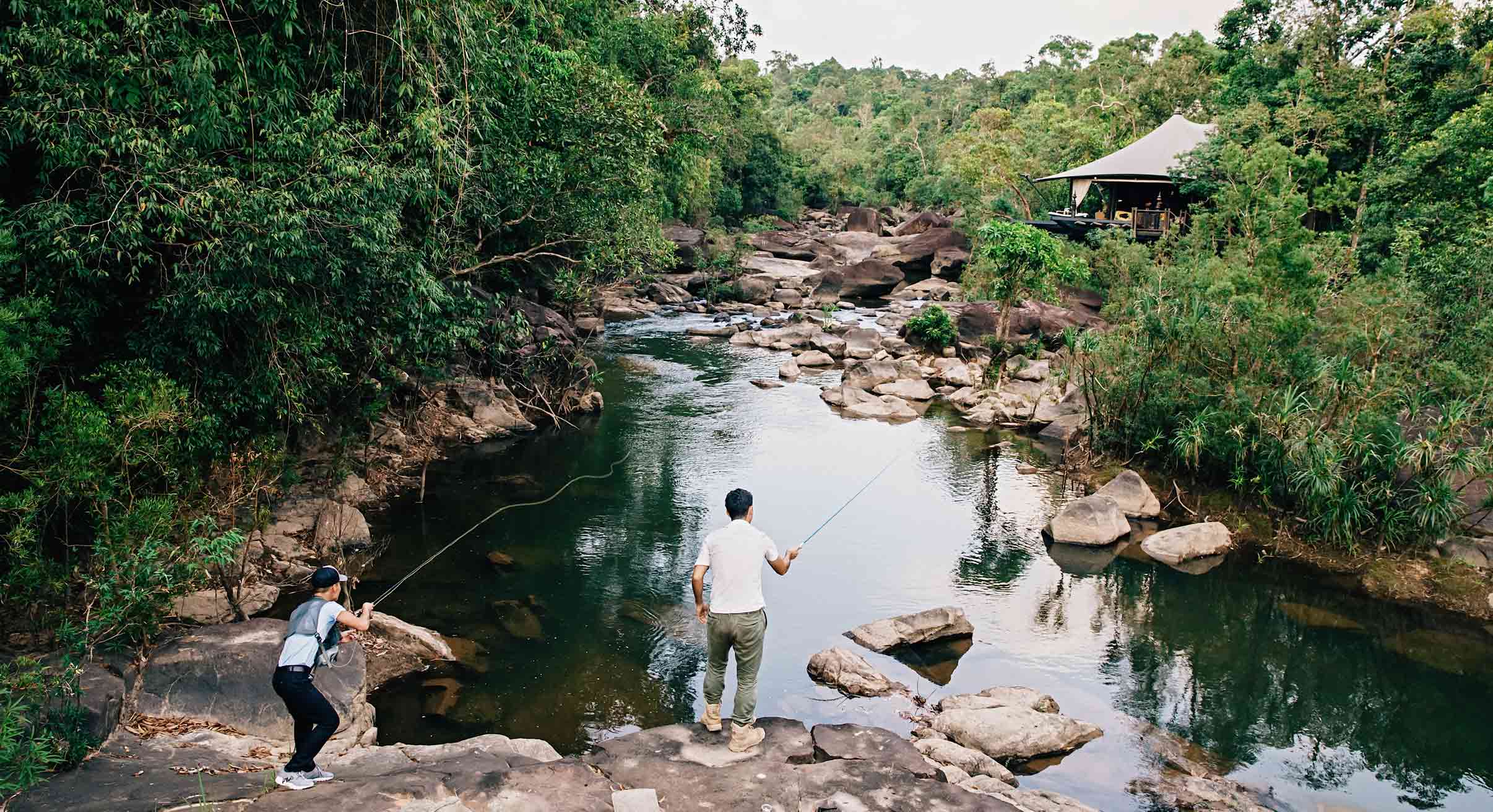 Fishing at Shinta Mani Wild in the Cardamom Mountains in Cambodia