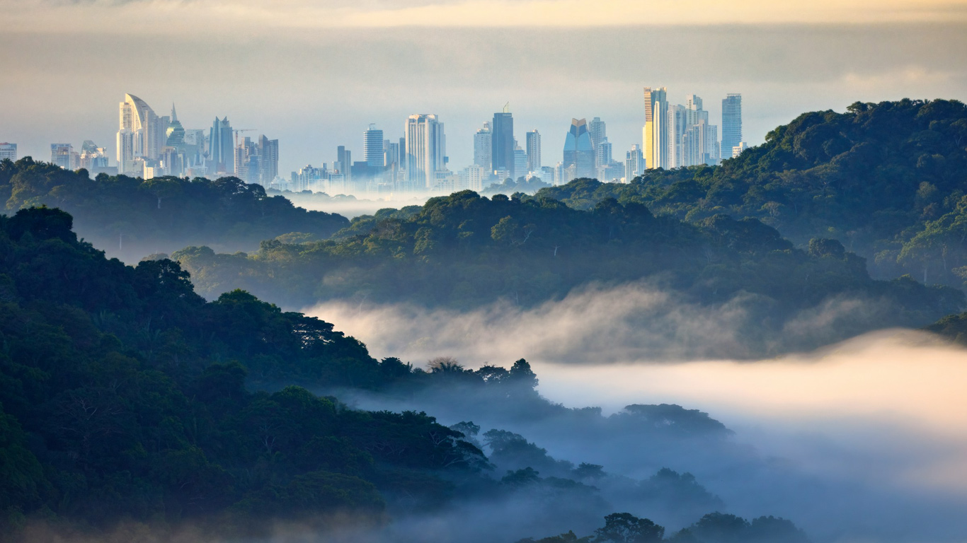 View of Panama City and surrounding rainforest