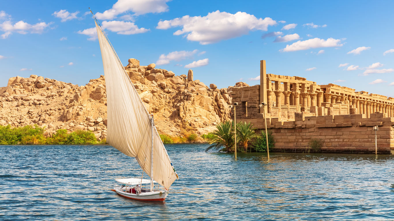 Temple of Philae on the Nile near Aswan in Egypt