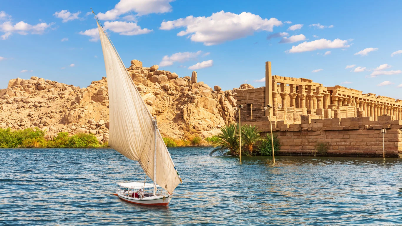 Temple of Philae on the Nile near Aswan in Egypt