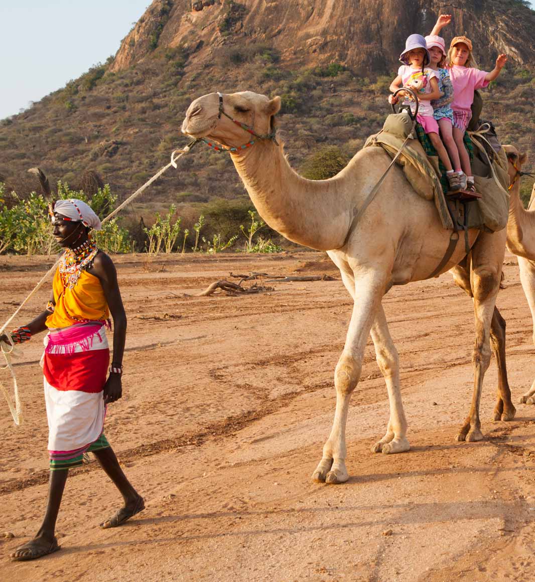 Family camel safari in Kenya