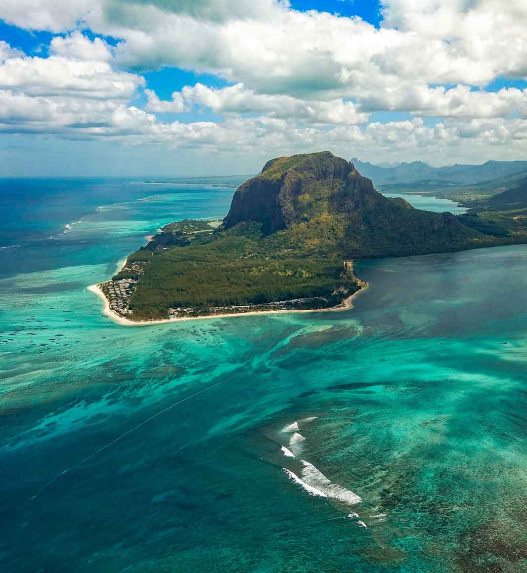 Aerial view of Le Morne in Mauritius