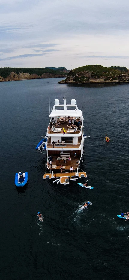 View of Kontiki Wayra superyacht in Ecuador