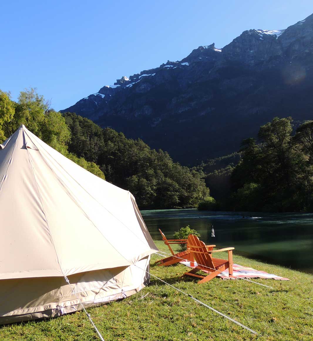 Bell tent by the lake in Argentina