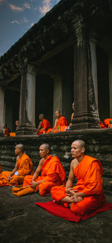 Monks meditating in Siem Reap, Cambodia
