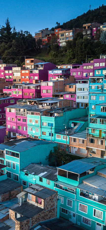 Colourful houses in Bogota in Colombia
