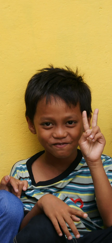Cheeky children posing for photo in Borneo