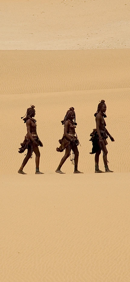 Ovahimba tribe walking in Namibia