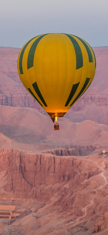 Hot air balloon ride over Luxor Temple in Egypt