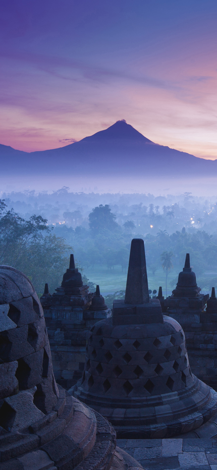 View of Borobudur ruins in Indonesia