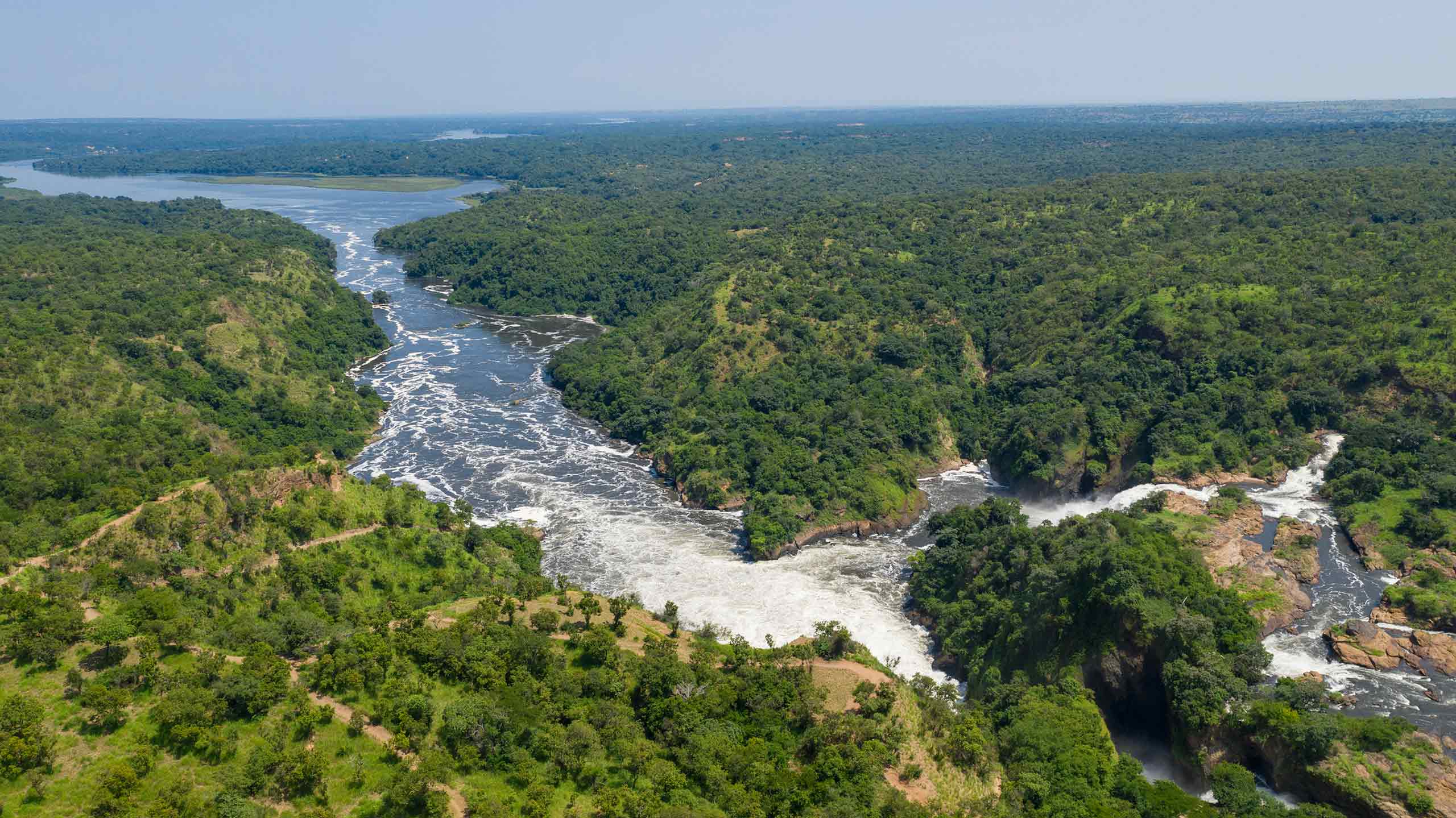 Aerial view of Murchison Falls in Uganda