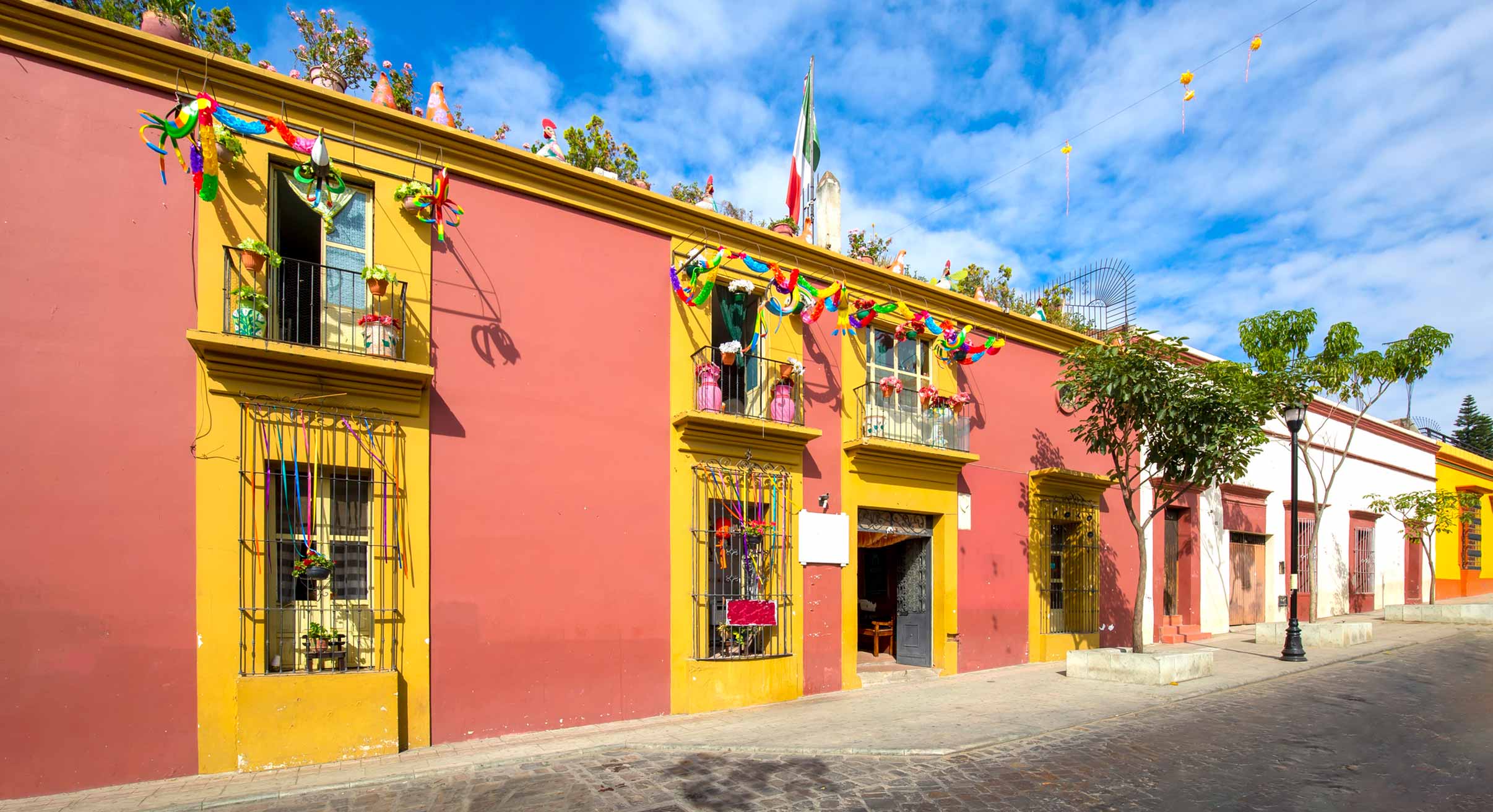 Colourful houses in Oaxaca, Mexico