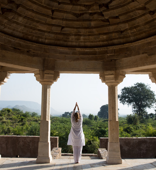 Yoga at Amanbagh luxury hotel in India