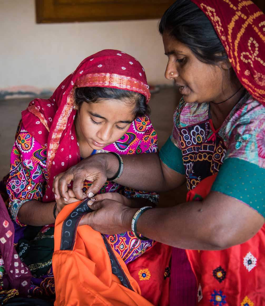 SEWA - women teaching hand embroidery in Patan, India