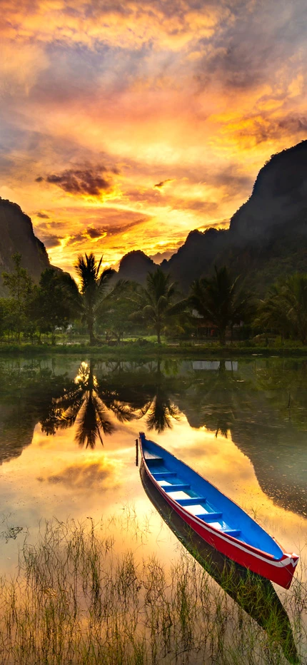 Canoe at Rammang-Rammang Maros in Indonesia