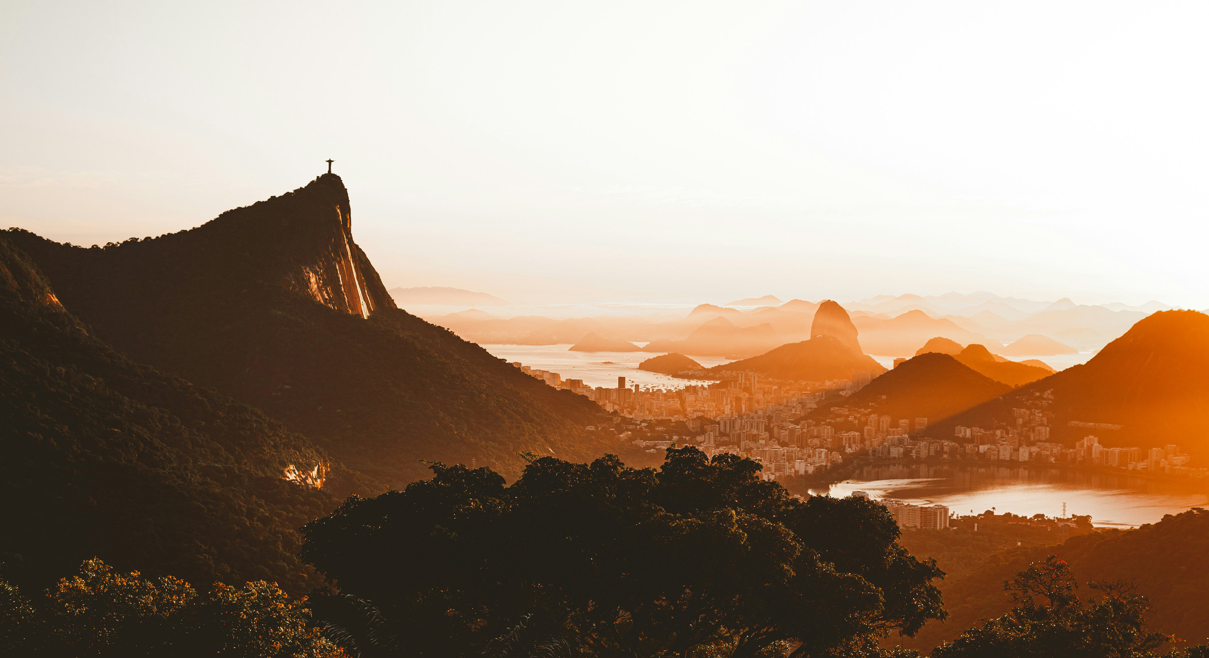 view across rio de janeiro at sunset