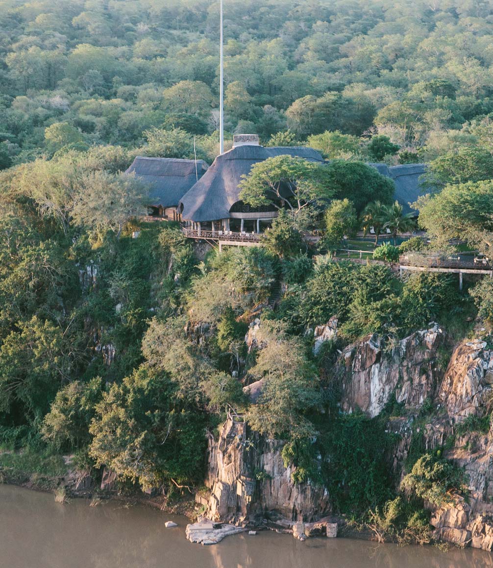 aerial view of chilo gorge lodge in gonarezhou, zimbabwe