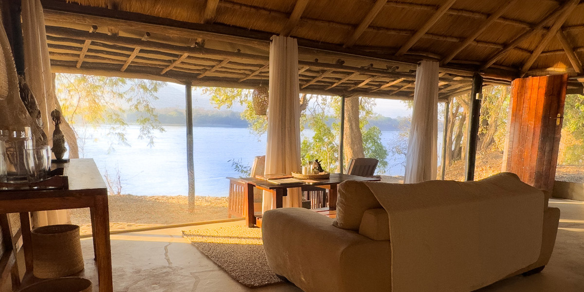 room view of the water from vundu camp guest suite