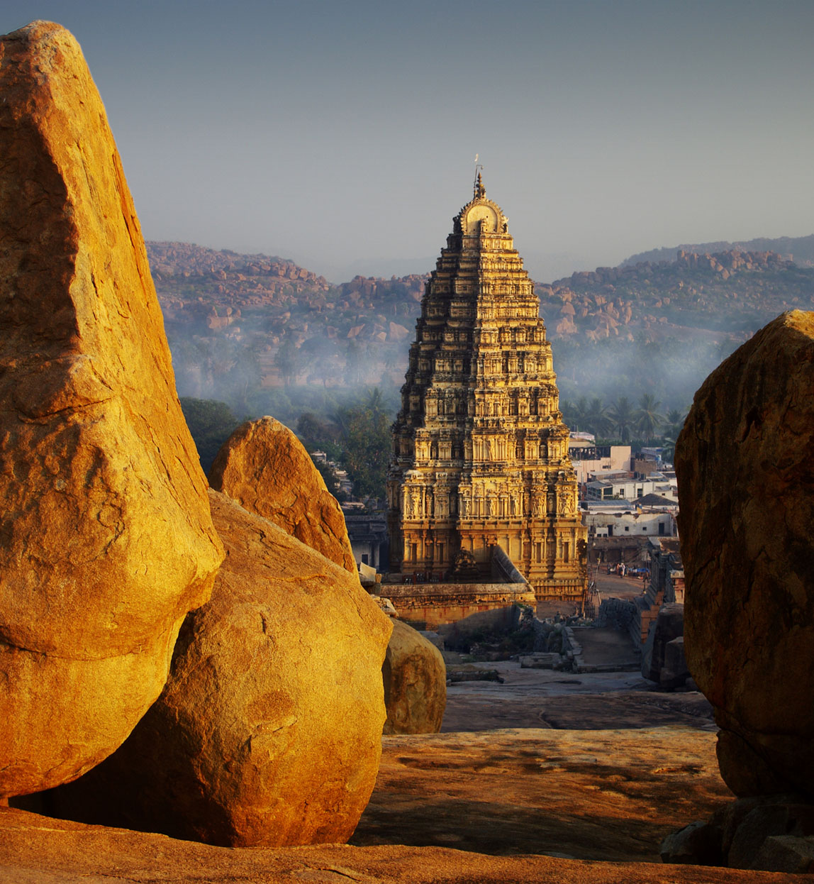 view of hampi at sunset