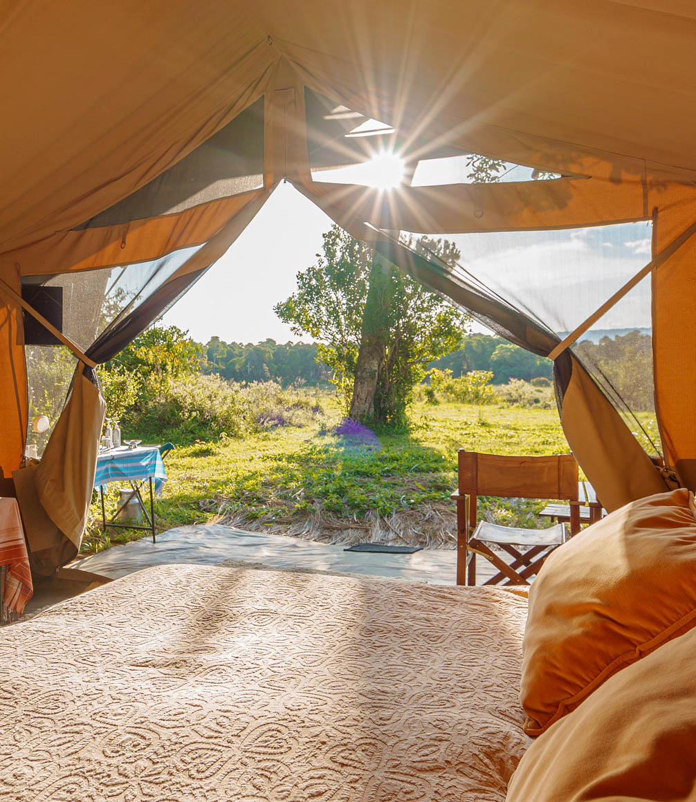 Roca river camp guest tent overlooking the masai mara