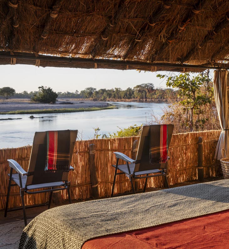 suite for mwaleshi camp with view of the river