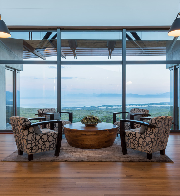 view from living area at grootbos forest lodge
