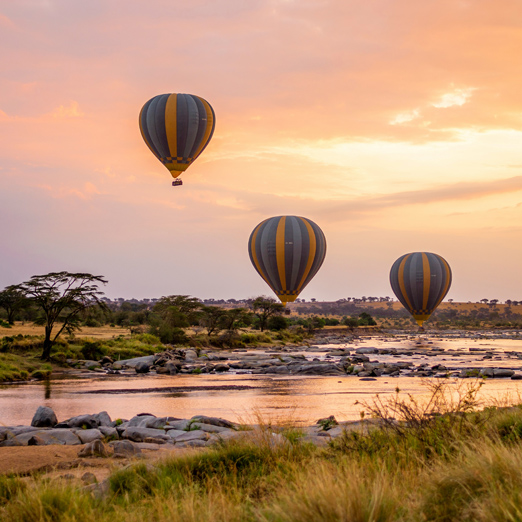 ballooning over the serengeti in tanzania at sunrise