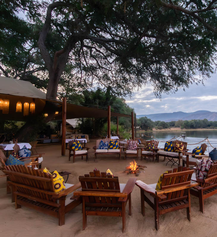 fierepit and verandah for chongwe camp zambia