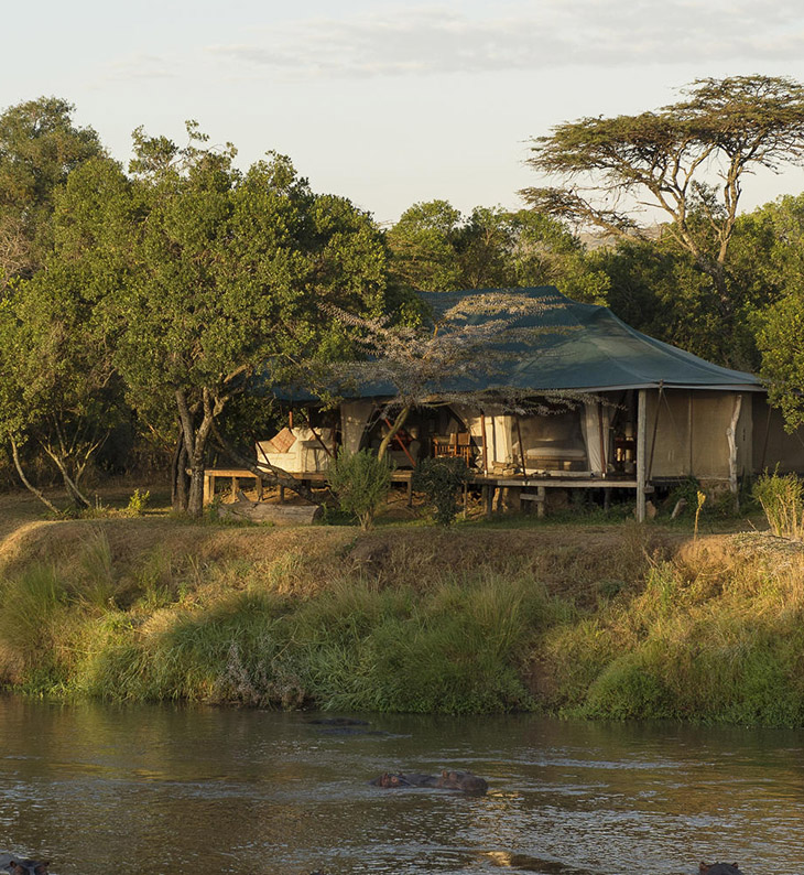 guest tent at mara ngare overlooking the river