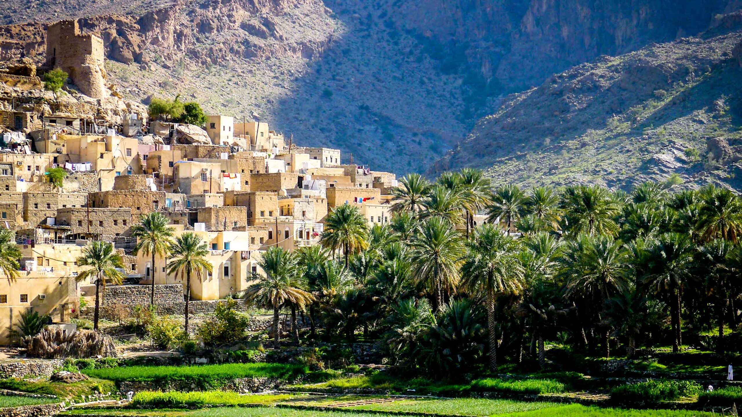 hillside village of wadi bani awf balad in oman