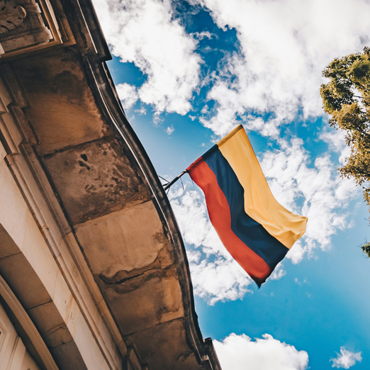 flag on a building in bogota colombia