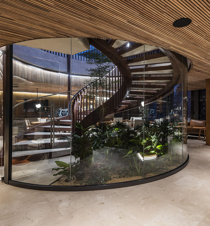 staircase and lounge room at hotel el cielo in colombia