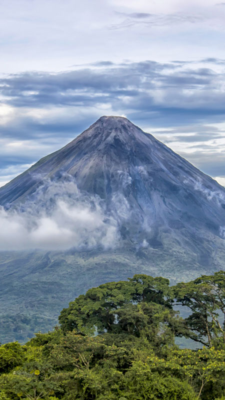 view of arenal volcano in costa rica