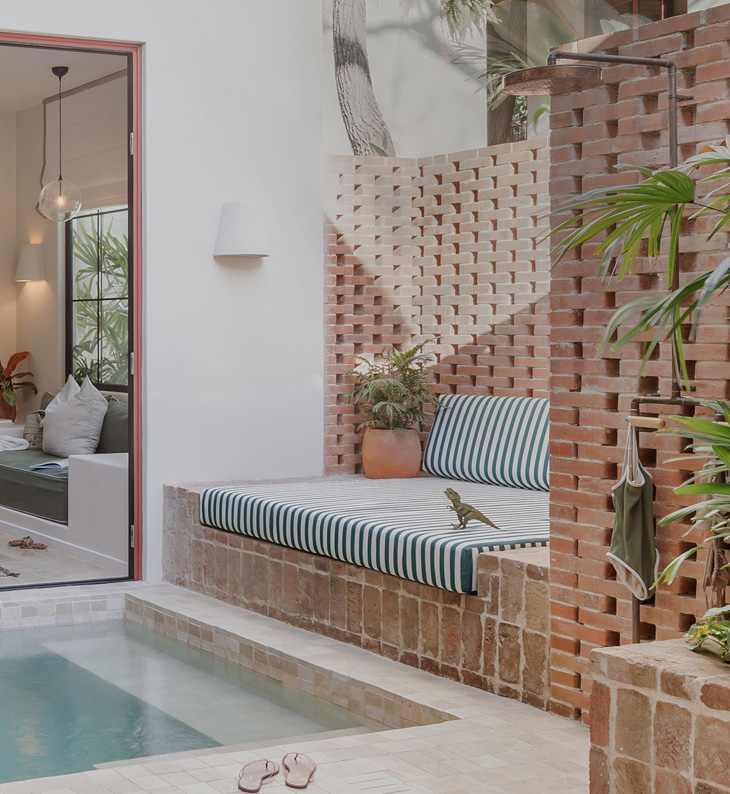 guest verandah and private pool for a room at sendero nosara in costa rica