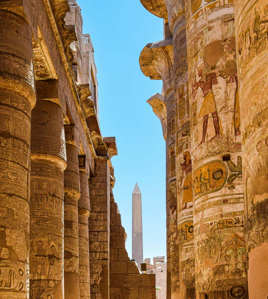 carved pilars in luxor egypt