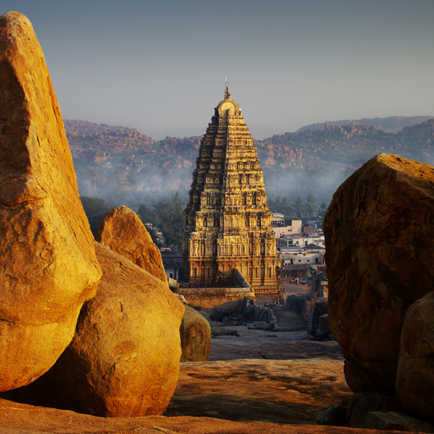 View of Hampi at sunset, Karnataka, India