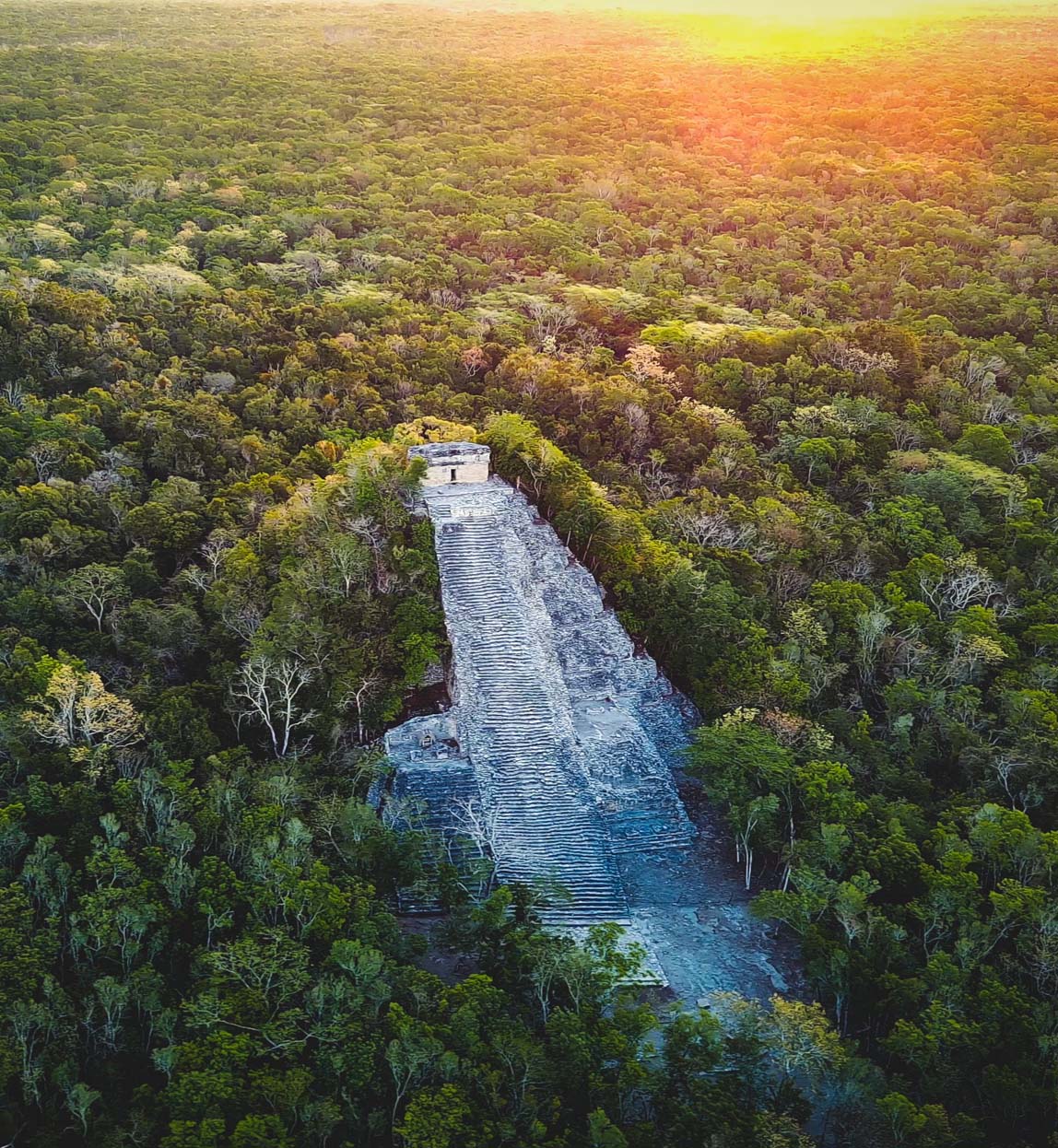 Aerial Drone Above Coba Ruins Yucatan Peninsula Mexico