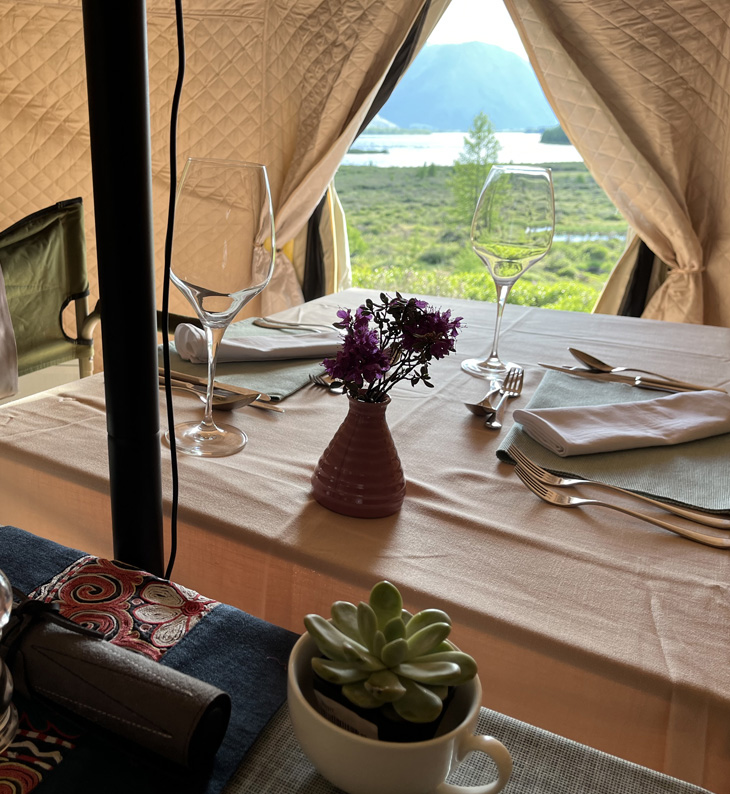 interior of guest tent at mandala wilderness, mongolia