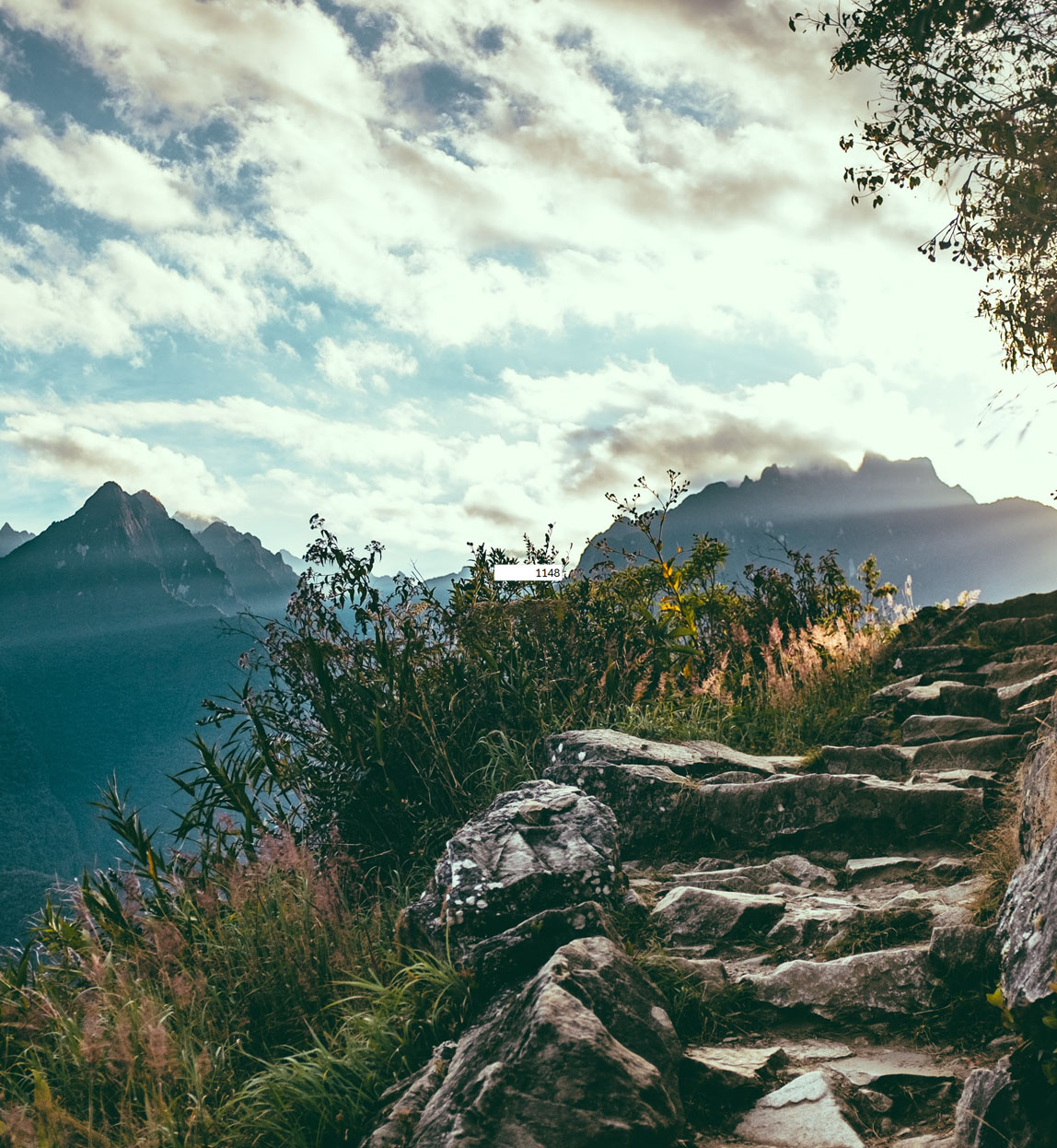 inca trail walking route on mountainside in peru