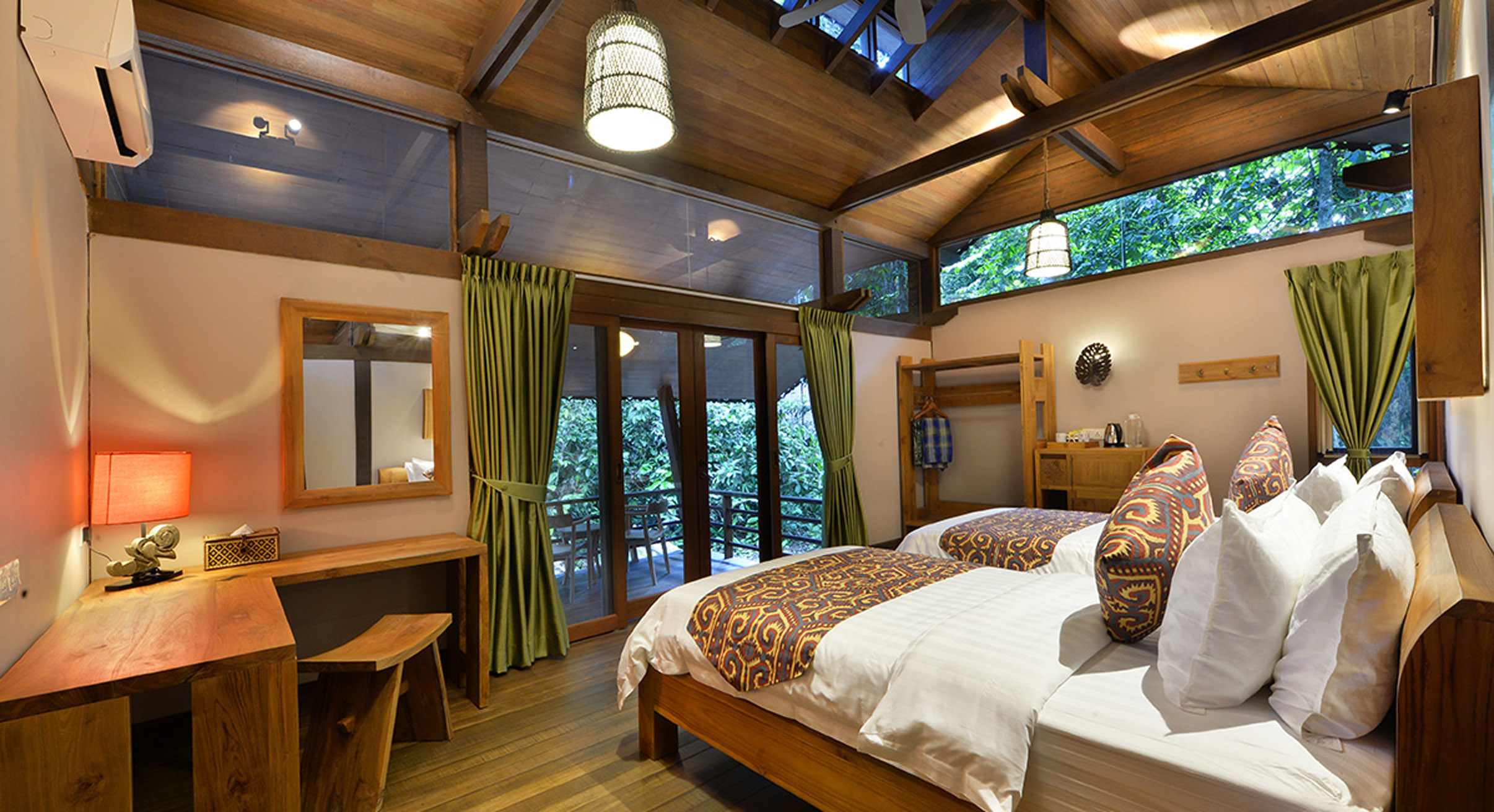 guest room at sukau rainforest lodge