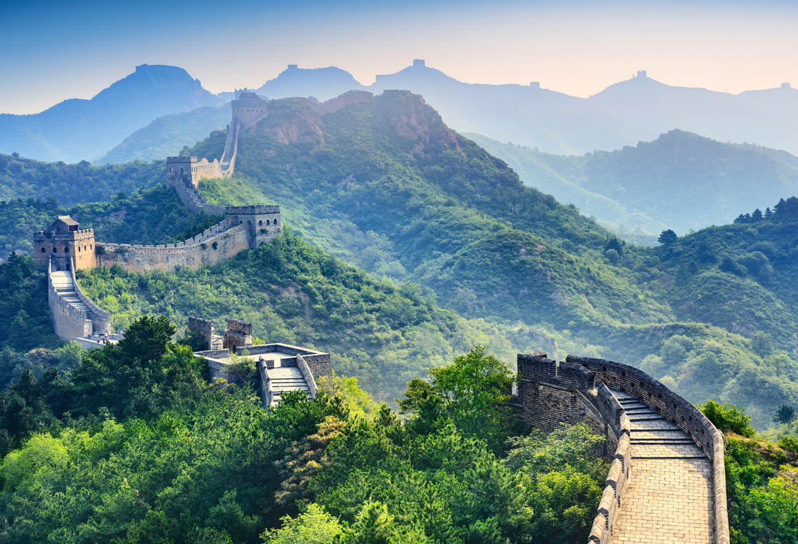 great wall of china view across the mountains