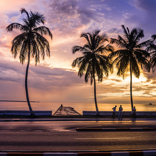libreville sunset over the ocean